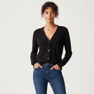 Designers Originals Cardigan Women's Size Medium Black V-Neck Long Sleeve